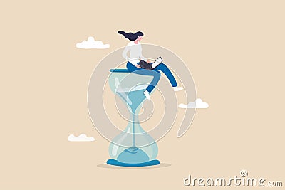 Working with time count down, project deadline or time management, urgent work, productivity or work efficiency concept, Vector Illustration