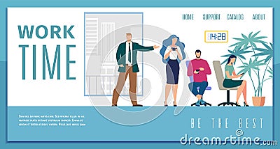Working Time Efficiency Flat Vector Web Banner Vector Illustration