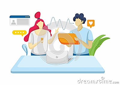 Working together in business to be a good team Vector Illustration
