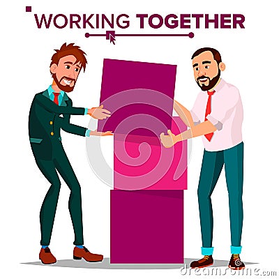 Working Together Concept Vector. Businessman. Busy Day. Co-workers. Business People. Isolated Cartoon Illustration Vector Illustration