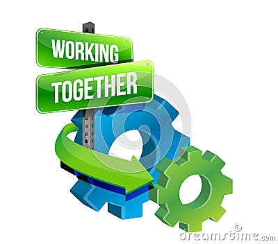 Working together gears concept illustration Cartoon Illustration