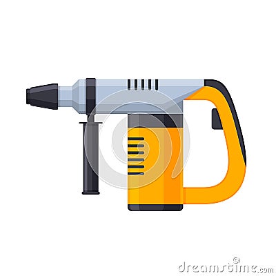 Working tool for construction, carpentry repair work. Electric hammer drill. Vector Illustration