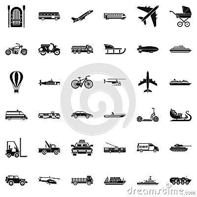 Working transport icons set, simple style Vector Illustration