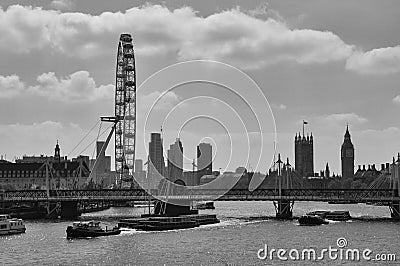 Working Tugs and London Skyline Editorial Stock Photo