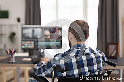 Working on video montage Stock Photo