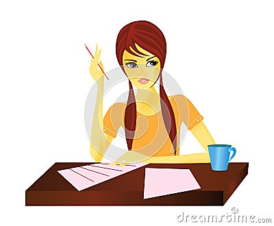 working woman Cartoon Illustration