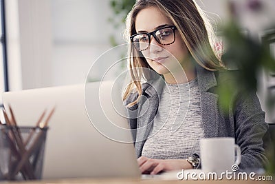 Working woman in computer Stock Photo