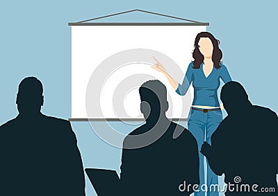 Working woman with presentation board Vector Illustration