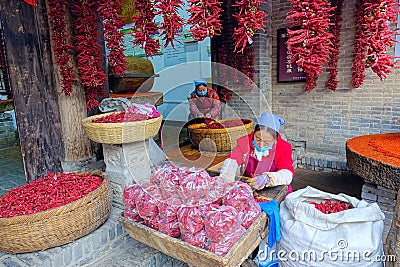 Chili processing workshop Editorial Stock Photo