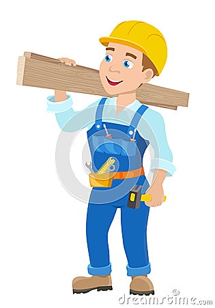 Workman with hummer Vector Illustration
