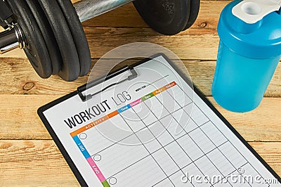 Workout log sheet Stock Photo