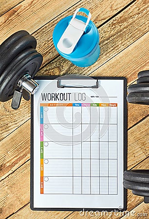 Workout log sheet Stock Photo