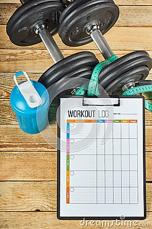 Workout log sheet Stock Photo