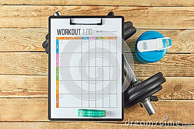 Workout log sheet Stock Photo