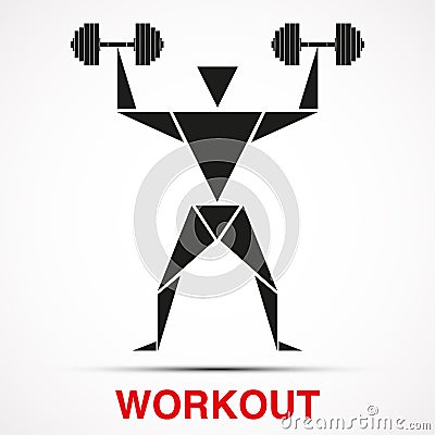 Workout logo with triangle man. Vector Vector Illustration