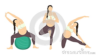 Workout for pregnant. Vector Illustration