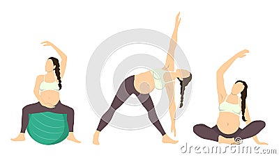 Workout for pregnant. Vector Illustration