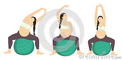 Workout for pregnant. Vector Illustration