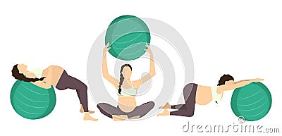 Workout for pregnant. Vector Illustration