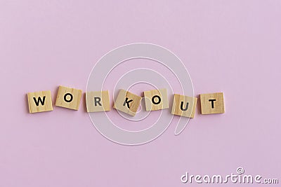 Workout text wood blocks Stock Photo