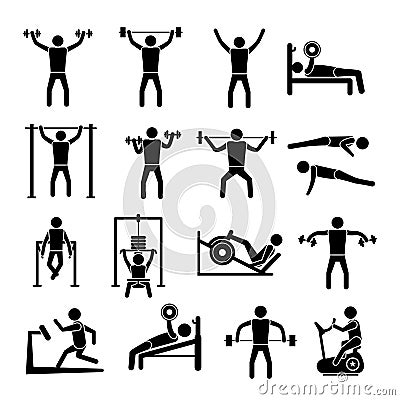 Workout Training Icons Set Vector Illustration