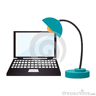 Workplace accessories flat icons Vector Illustration