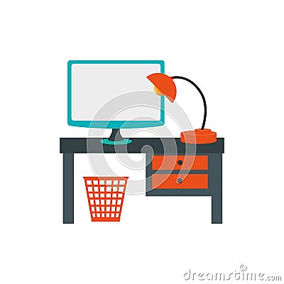 Workplace accessories flat icons Vector Illustration