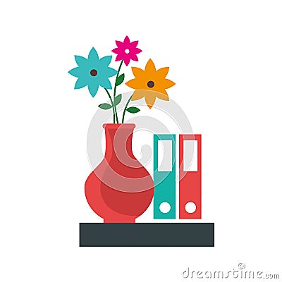 Workplace accessories flat icons Vector Illustration