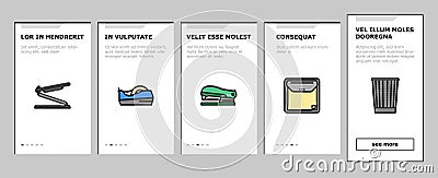 Workplace Accessories And Tools Onboarding Icons Set Vector Vector Illustration