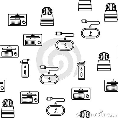 Workplace Accessories And Tools Vector Seamless Pattern Vector Illustration