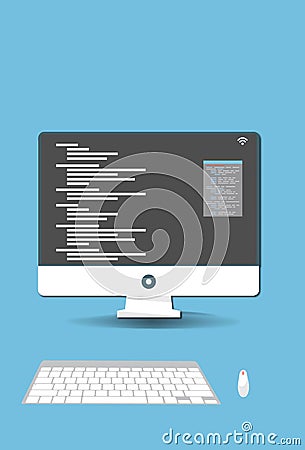 Workplace, coder workspace Vector Illustration