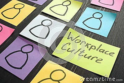 Workplace culture concept. Silhouettes drawn on sheets Stock Photo