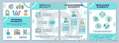 Workplace diversity turquoise brochure template Vector Illustration