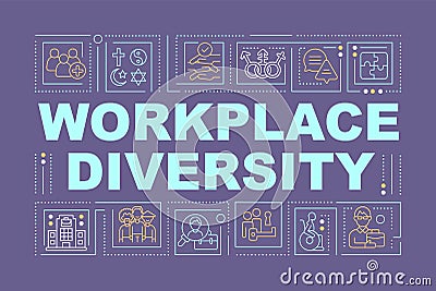 Workplace diversity word concepts dark purple banner Vector Illustration