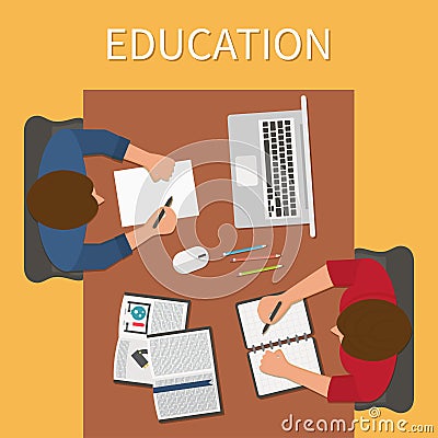 Workplace. Endless education. Training and online Vector Illustration