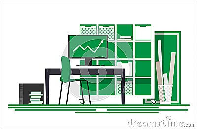 Workplace of the financier Vector Illustration