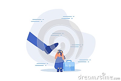 Workplace harassment, abuse or office violence, colleagues bullying or discrimination, bossy manager or aggression concept, flat Vector Illustration