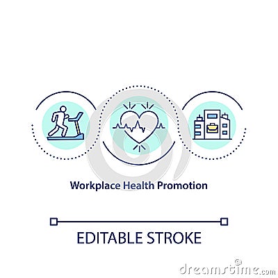 Workplace health promotion concept icon Cartoon Illustration