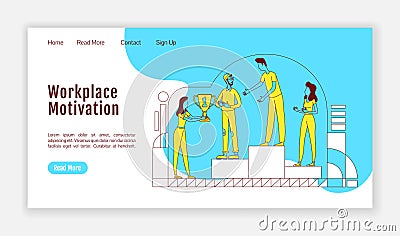 Workplace motivation landing page flat silhouette vector template Vector Illustration