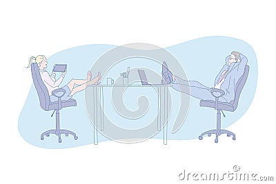 Workplace, relax, gadget, office, weekday, concept Vector Illustration