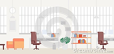 Workplace room, modern Interior, cabinet. Office with computer vector illustration Vector Illustration