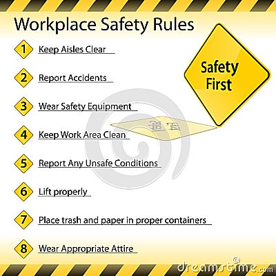 Workplace Safety Rules Vector Illustration