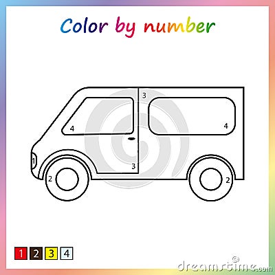 Worksheet for education. painting page, color by numbers. Game for preschool kids. Vector Illustration