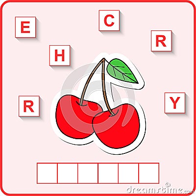 Worksheet for education. Words puzzle educational game for children. Place the letters in right order. Vector Illustration