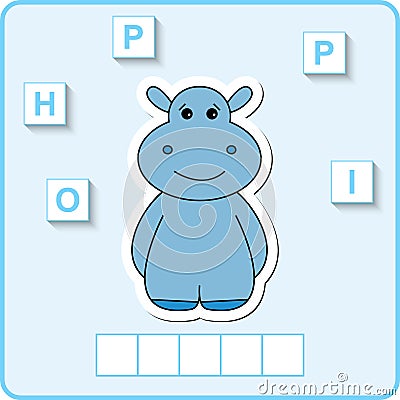 Worksheet for education. Words puzzle educational game for children. Place the letters in right order. Vector Illustration