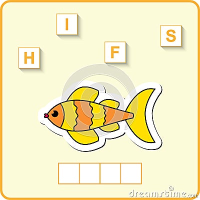 Worksheet for education. Words puzzle educational game for children. Place the letters in right order. Vector Illustration