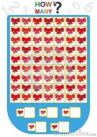 worksheet for kids, Count the number of objects, Learn the numbers, how many objects, educational children game Stock Photo