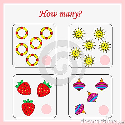 Worksheet. Mathematical puzzle game. Learning mathematics, tasks for addition for preschool children. worksheet for preschool Vector Illustration