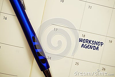 Workshop Agenda typography text on schedule planning Stock Photo