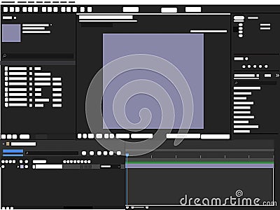 workspace video editing user interface layout screen design animation creative software application Vector Illustration